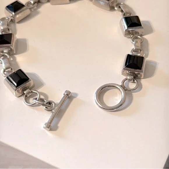 Mexico 925 vintage onyx and sterling bracelet with earrings - Picture 2 of 8